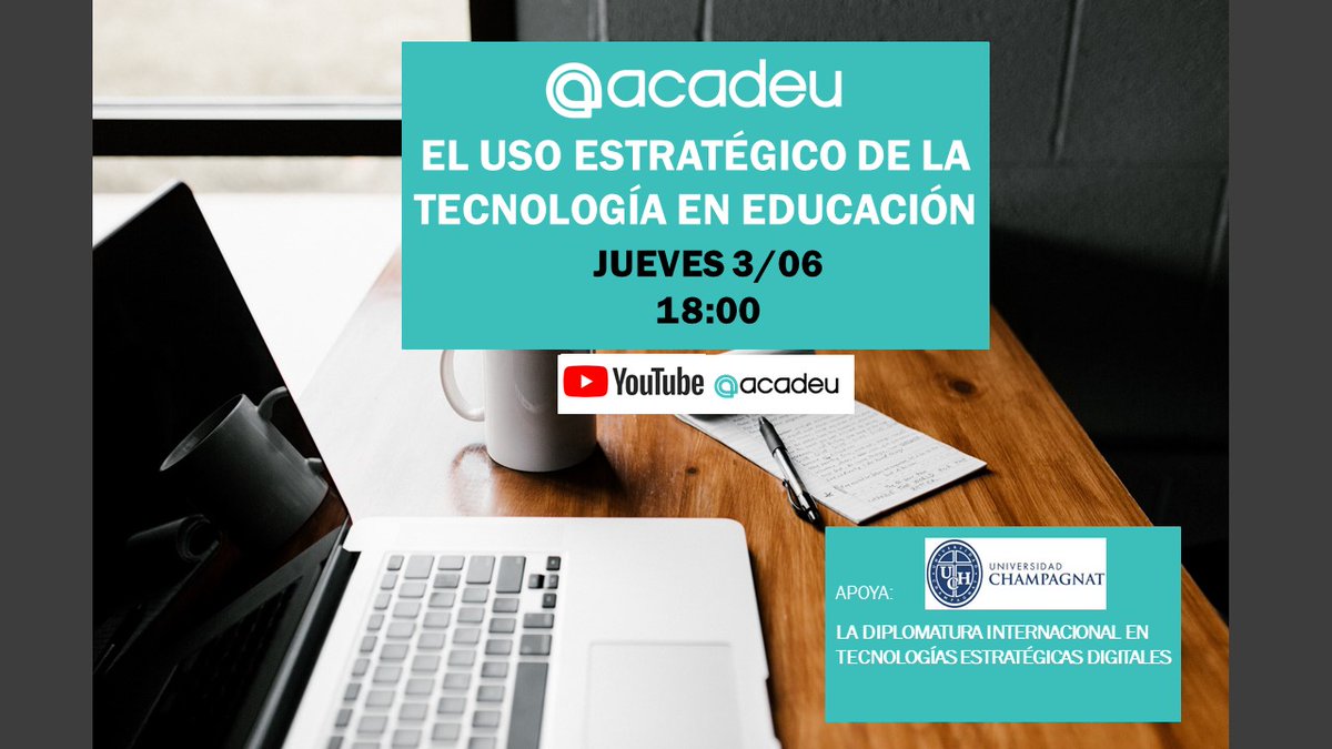📢 Webinar "El uso estratégico de la tecnología en educación" 🎒💻
📍Jueves 3/06 a las 18.00
🎙YouTube Live Acadeu
<a href="/uchampagnat/">Universidad Champagnat</a>

Inscripción👇
forms.gle/iMbNdNoPGCzV7i…

 #diplomatura #edtech #GestiónEducativa #tecnologiaeducativa #tipseducativos #claseshibridas
