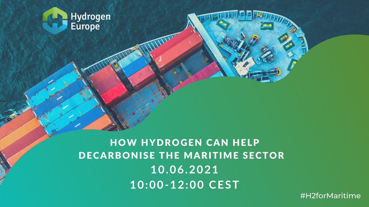 H2Europe's tweet photo. How #hydrogen can help decarbonise the #maritime sector
📅10.06, 10:00-12:00
#H2 offers tremendous potential for the maritime sector. During this event we will look at how H2-based techs &amp; fuels fit into the big picture of decarbonisation. #H2forMaritime
https://t.co/BgaBPEUk8u https://t.co/XwBfyjPqxL