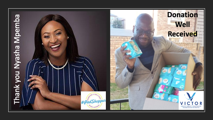 VICTOR_Foundtn's tweet photo. Thank you Nyasha Mpemba for your generous donation towards the ongoing sanitary drives that we run as a foundation. Your donation has been well received and will go a long way towards our next target of 100 Girls getting 3 months supply of pads. God bless your work. #PadShopper https://t.co/8IETHhJjse