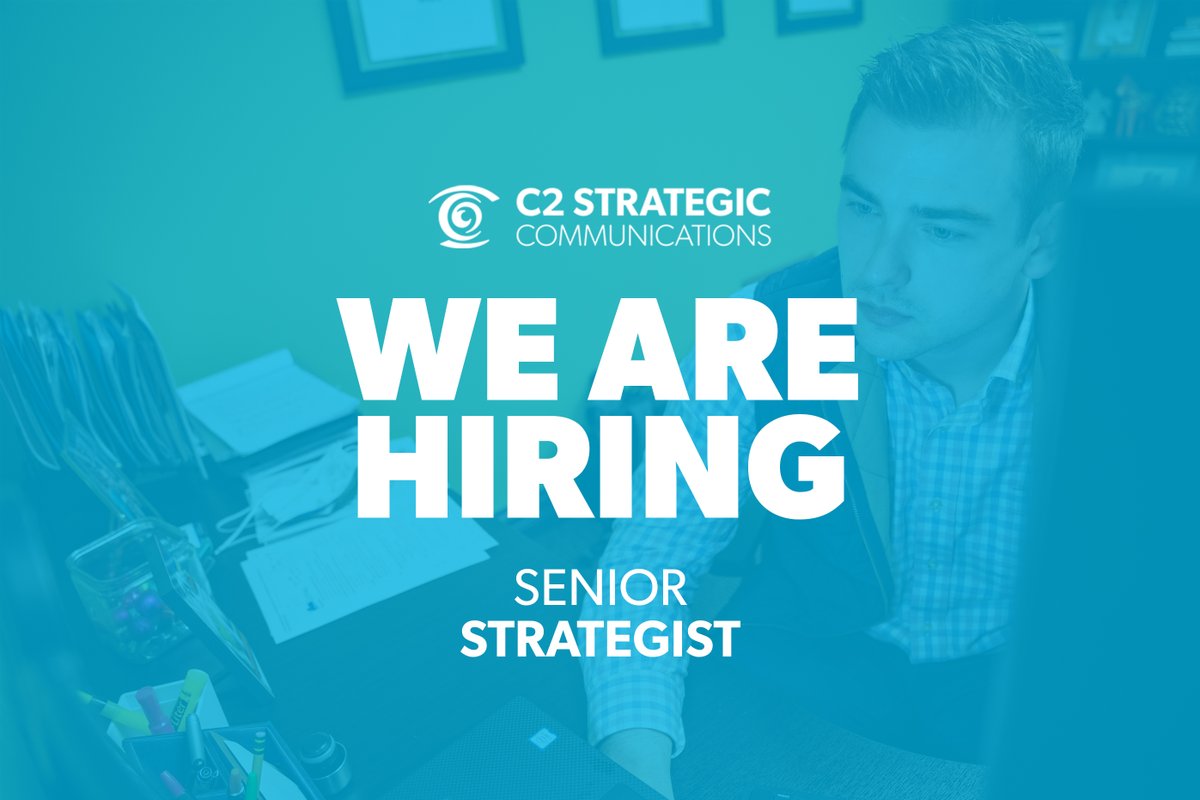 C2Strategic's tweet photo. Want to join C2 Strategic as a key leader for our business and government services clients? We’re looking for a Senior Strategist.
 
Get the details: https://t.co/IPZAWIixps. https://t.co/o5ZUTjVdwj