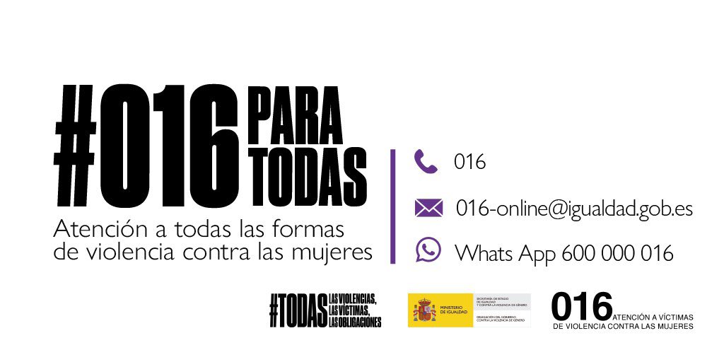 VOSTceuta's tweet photo. #ViolenciaDeGenero 

¿Sabías que también puedes pedir ayuda al #016 a través del Whatsapp ?

En el número 👉🏼 600 000 016

O por mail:

016-online@igualdad.gob.es

#NoEstásSola  #BuscaAyuda https://t.co/SysQWtNQBi