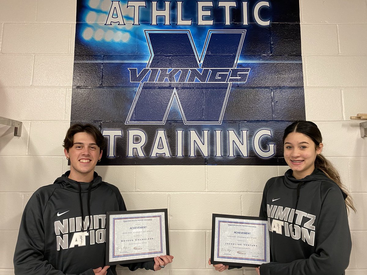 VikingsAT's tweet photo. Last Friday, our two seniors graduated. They have been with us 3 years, showed great leadership, earned academic all-state honors &amp; will be pursuing a degree/career in athletic training. We are very proud of you @Bryson_16_ &amp; @jackieventr https://t.co/EEXA5VJNkN