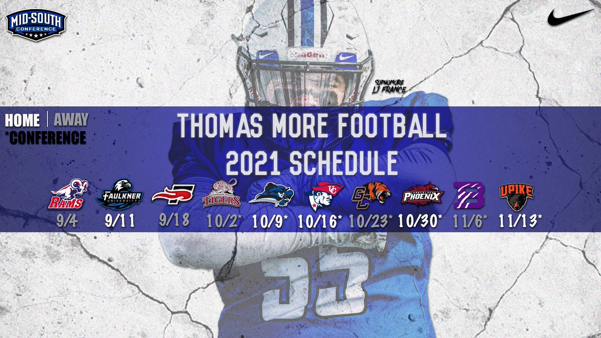 2021 Thomas More Saints Football Schedule, times TBA. <a href="/TMU_Football/">Thomas More Football</a> 

#LetsGoSaints