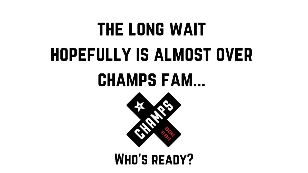 Hello Champs Fam! 
Stage Two reopening expected June 10 💉 

We are anxiously awaiting to see you all in studio.
•Schedule live soon via Mindbody
We cannot wait to welcome you all back! Thank you for your continued support. 🥊❤️
#thisiswhyibox #yeg #supportlocal