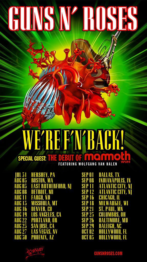 Proud to announce @mammothwvh will be opening for <a href="/gunsnroses/">Guns N' Roses</a> this summer. Tickets on sale starting Friday. See you there 😉