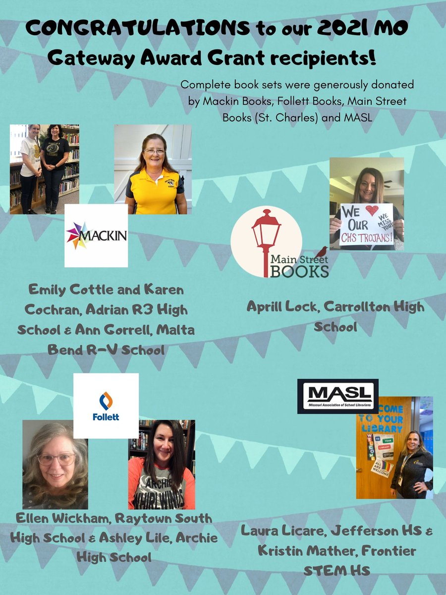 Congratulations to our Gateway Award Grant Recipients for 2021! Thank you to our partners <a href="/MackinLibrary/">Mackin Educational Resources</a>, @FollettLearning, and <a href="/mainstreetbooks/">Main Street Books</a> for donating books!