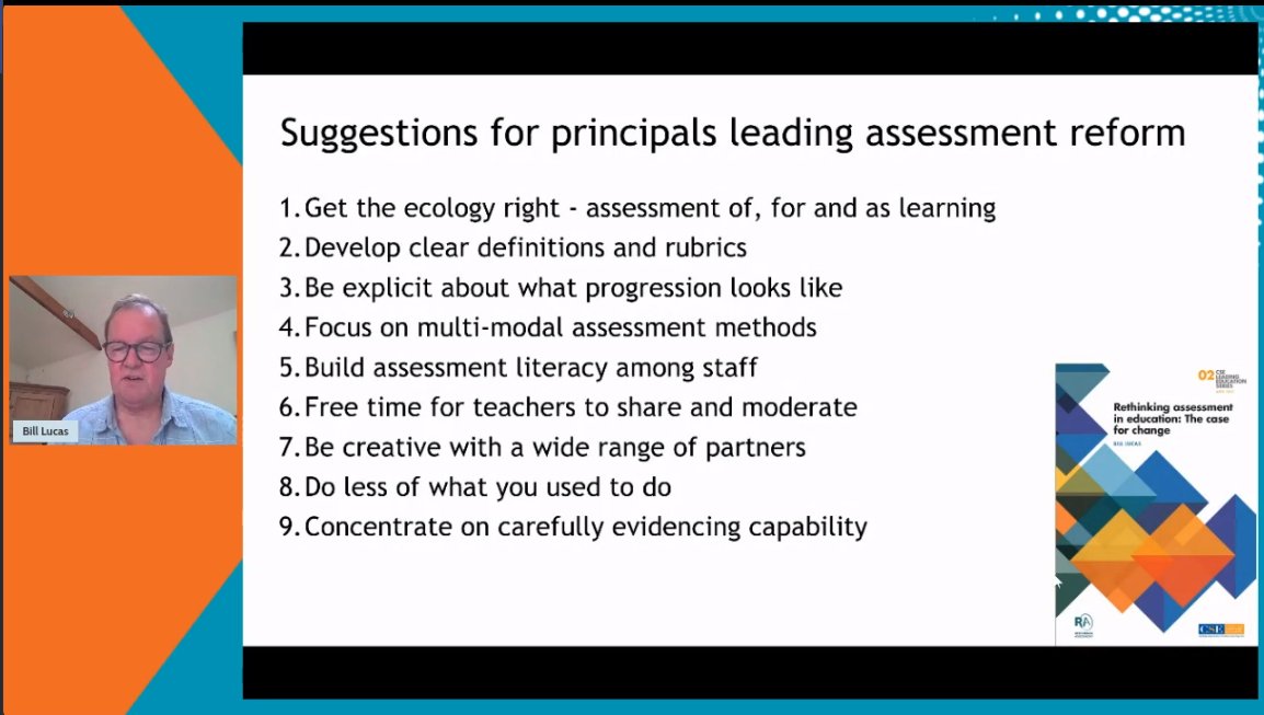 𝗦𝘂𝗴𝗴𝗲𝘀𝘁𝗶𝗼𝗻𝘀 for principals leading assessment reform from @New_Metrics keynote <a href="/LucasLearn/">Professor Bill Lucas</a>.  #Leadership #Principals #learning