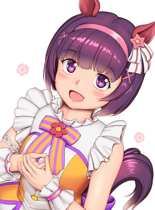 職場でらくがきしてたらウマ娘ユーザーの同僚に強力に推されたので塗ってみたニシノフラワー。 