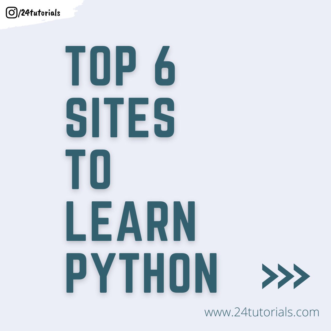 24Tutorials's tweet image. Top 6 sites to learn python
click to Read more: buff.ly/3wHiyJm
#python #pythondeveloper #pythonplatforms #pythonprojects #pythonfield #pythonlearning #pythonprogrammer #coding #learncodingfree #24Tutorials #onlinetutorials #coursesonline #onlinetrainingcourses