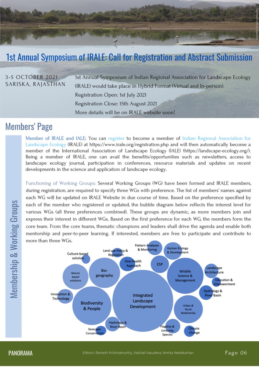 kramesh95's tweet photo. Ist Annual Symposium of Indian Regional Association for Landscape Ecology (IRALE) announced: 03-05 October 2021. Stay tuned for updates in IRALE website (https://t.co/SEzlU3wvu8). #irale #iale #atbc #SCB https://t.co/9UV52oFjWs
