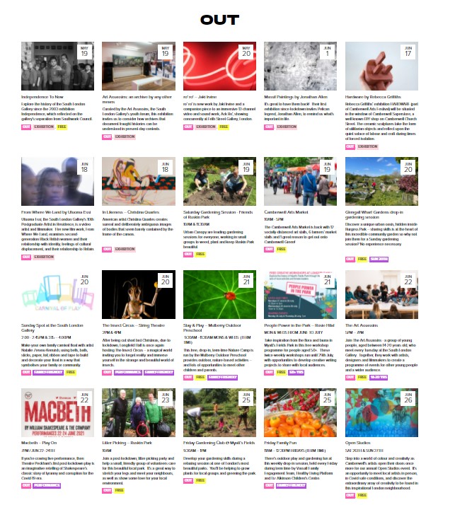 CamberwellArts's tweet image. Camberwell Arts Festival start this weekend!

From runaway cables to lockdown fables, plant libraries to portraits of people still shielding, there&apos;s something for everyone at this year&apos;s Festival - whether you can join us in person or not.

Take a look camberwellarts.org.uk/caf21-home