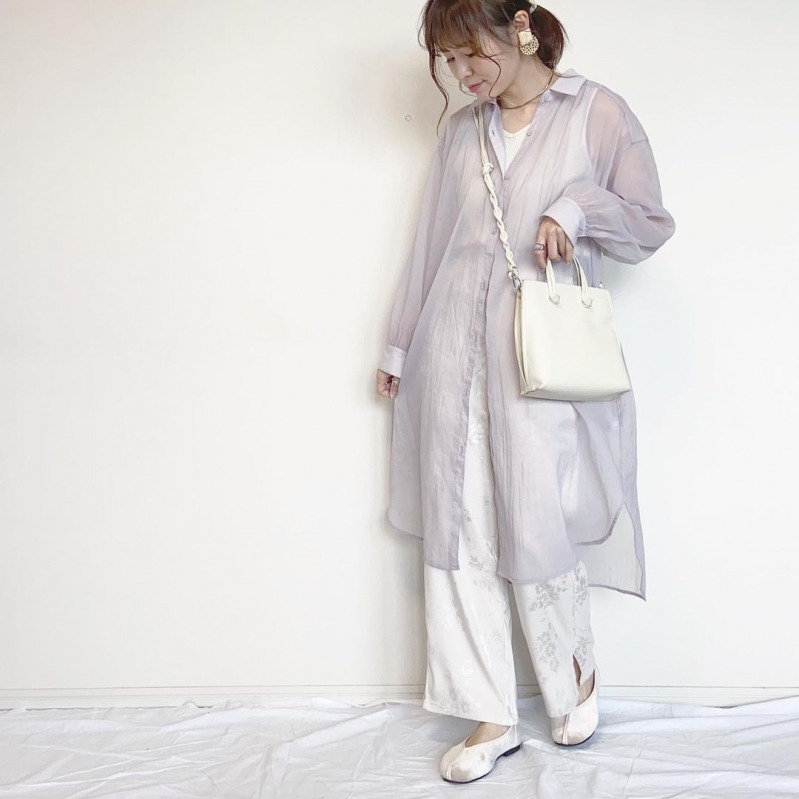 シアーシャツワンピース