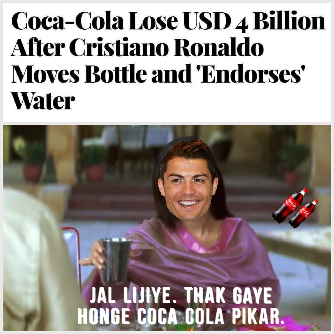pookreads's tweet photo. Cristiano Ronaldo believes in 'Jal Lijiye' Supremacy.

#CristianoRonaldo #UefaEuro2020  #CocaCola #memesdaily https://t.co/wzk7FGhqcb