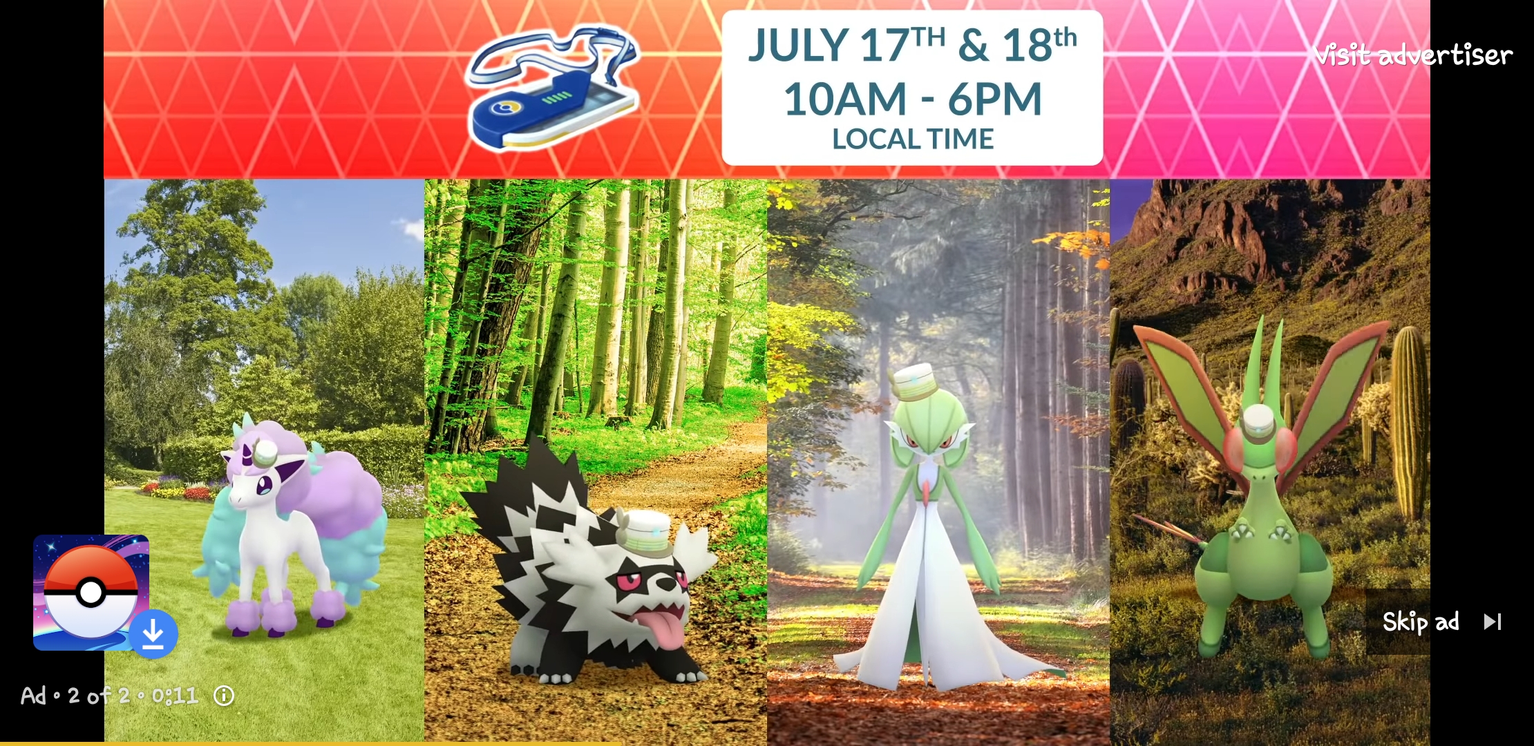 ポケモンgo攻略情報 ポケマピ ポケモンgofest21 の広告画像により コスチュームを身に付けた ガラルポニータ ガラルジグザグマ サーナイト フライゴン のすがたが確認されています T Co Ia4ya2uanu ポケモンgo