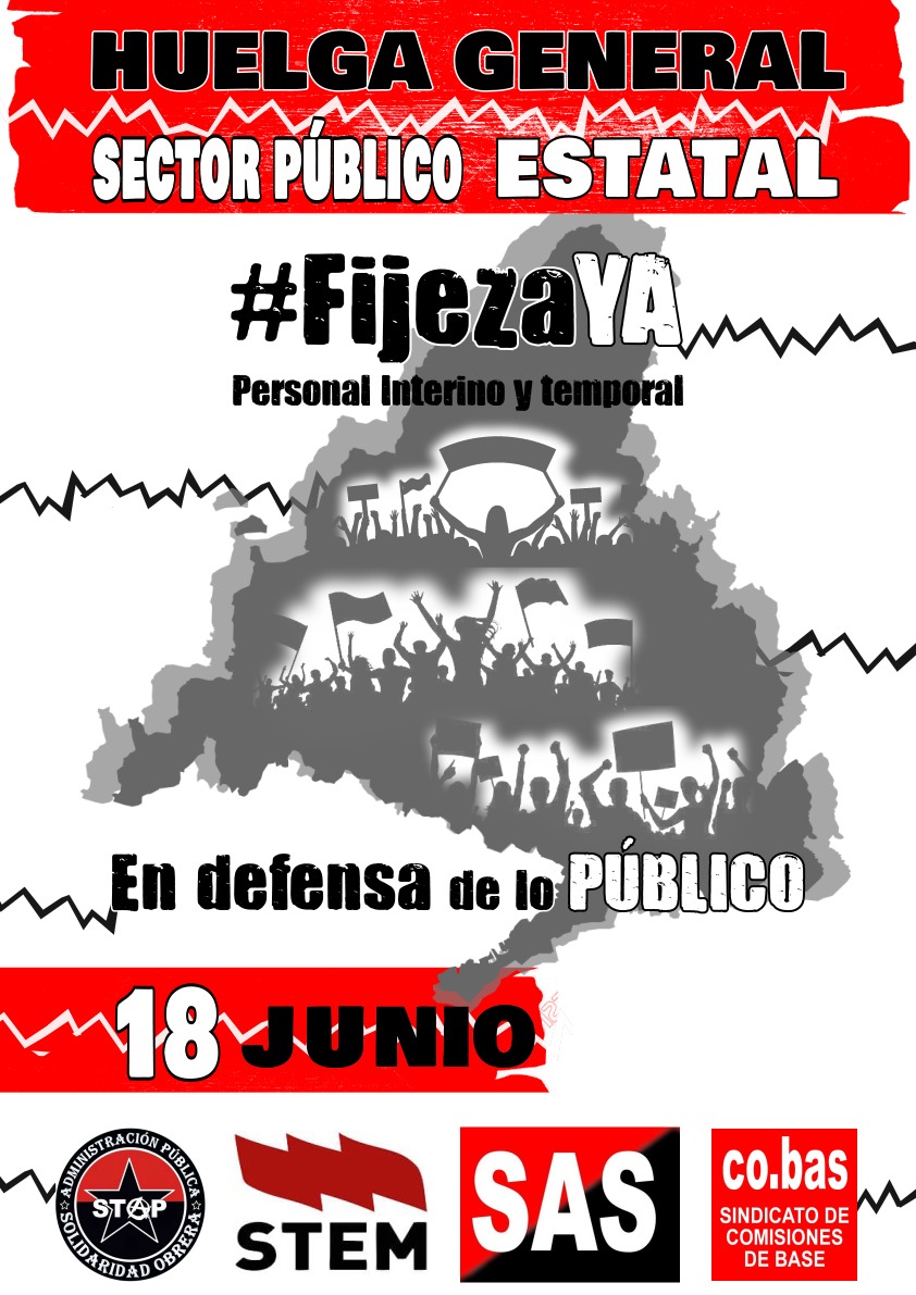 El personal temporal e interino de las administraciones públicas no somos de usar y tirar.
En defensa de lo público 18 DE JUNIO HUELGA GENERAL SECTOR PÚBLICO
#18JHuelga
#FijezaYa
#LasQueEstamosNosQuedamos