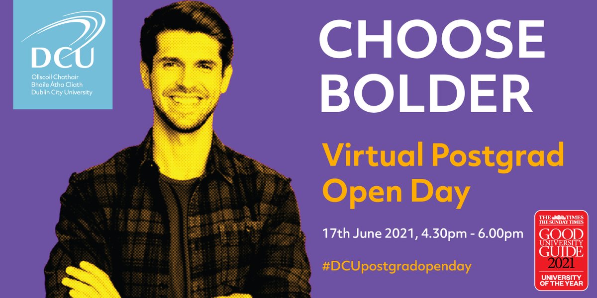 DCU's tweet photo. Our #DCUPostgradOpenDay is tomorrow!
If you're considering #postgrad study, visit us at https://t.co/BDMTFFLP2h, where you can also register for our virtual open day
Follow @TeamDCU for more updates and information! https://t.co/SLBx5ER6Ar