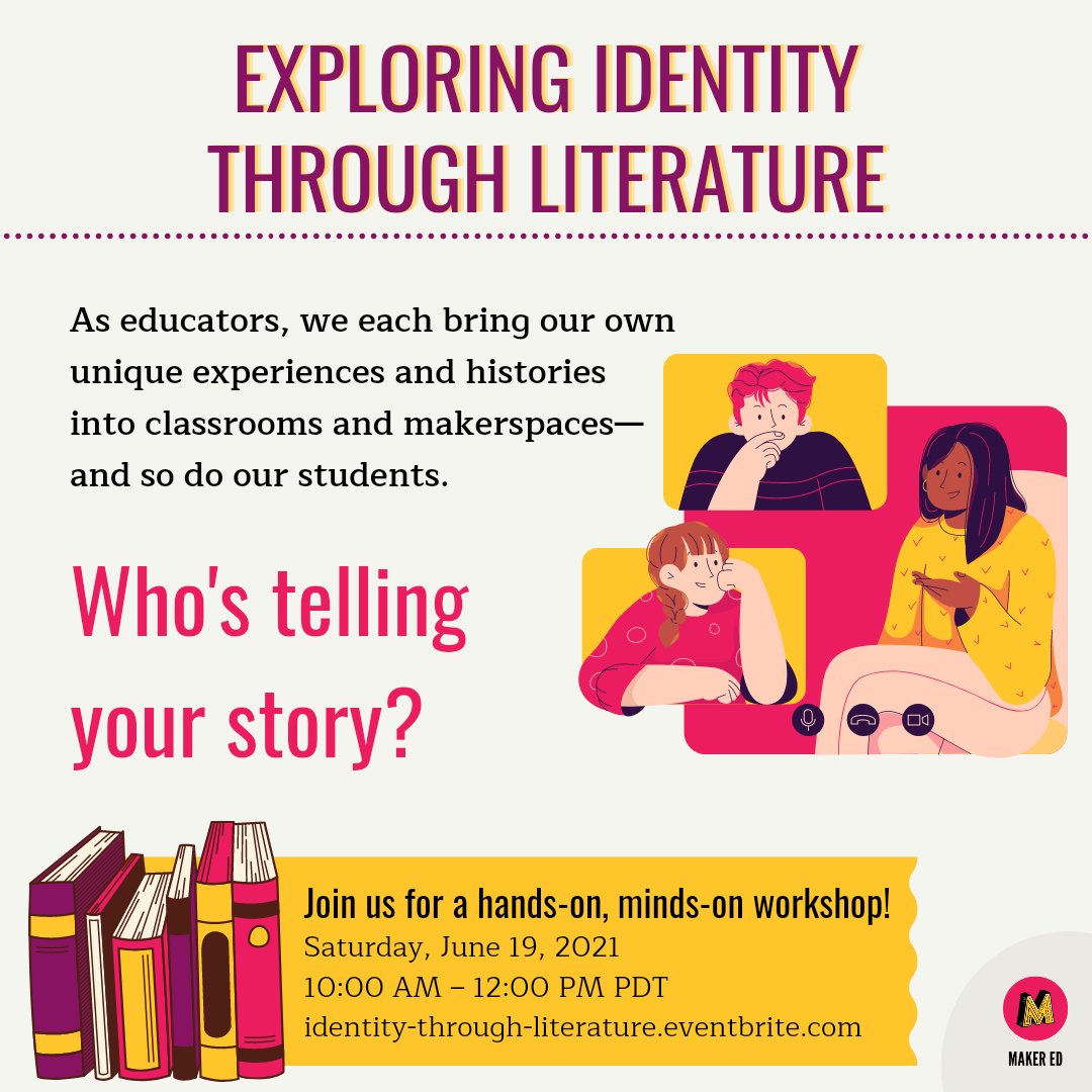 Lets connect, reflect, &amp; make together around culturally relevant teaching, reading, &amp; writing! Join us for our upcoming hands-on, minds-on workshop as we explore textual lineages &amp; the many layers of our identity. 
📚 Sat June 19, 10-12 pm PDT
👉🏼 Sign up  …ity-through-literature.eventbrite.com