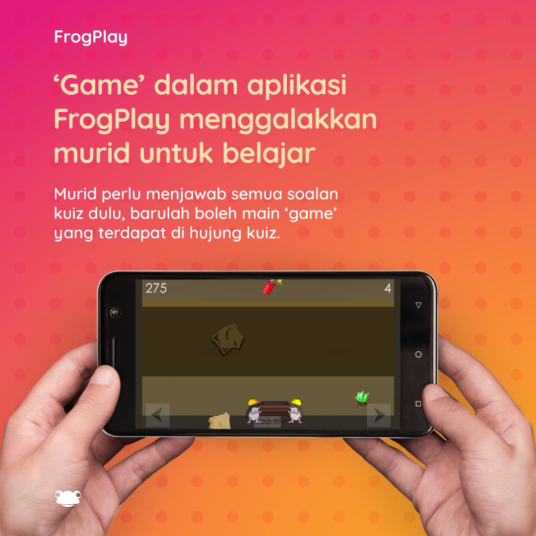 FrogAsia's tweet photo. GIATKAN ULANGKAJI DENGAN APLIKASI FROGPLAY

Ciri gamifikasi FrogPlay buat murid lebih seronok mengulangkaji! Ciri interaktif dapat tingkatkan prestasi murid. Muat turun aplikasi FrogPlay di Google Play Store atau Apple App Store
#frogplay #prihatin #pdpr #belajardarirumah #edtech https://t.co/FQLheoA6pA