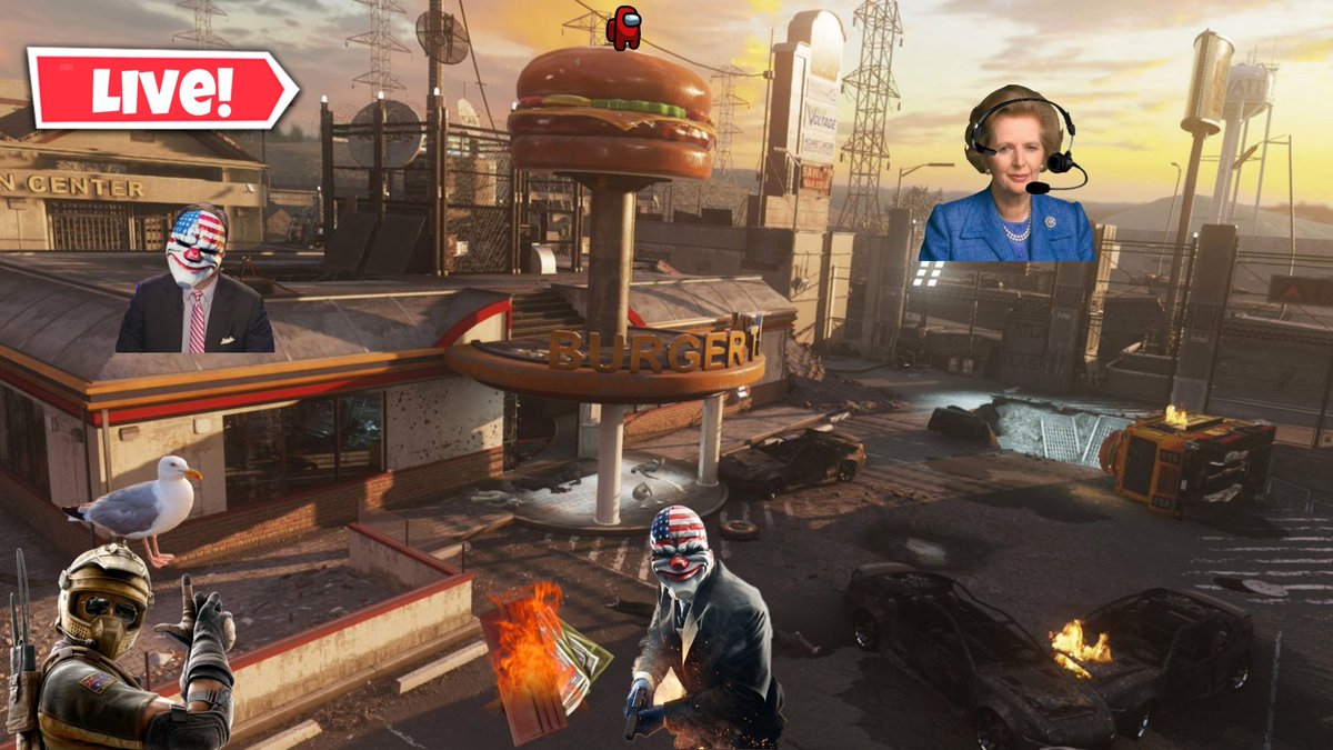 ArthurRDR2Parod's tweet photo. Tonight on Bottom Gear
Dallas goes to burger down and burns his wallet 
Mozzie reinforces seagull. 
Tucker Carlson is Houston and steals a mask
Margret Thatcher games 
Sus
It's live in the item shop https://t.co/zaAqk4J3oM