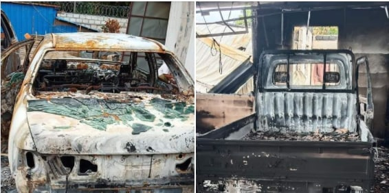 spring21MM's tweet photo. Military terrorist troops burned down and destroyed not only civilians' properties but also civilians' cars in #Demoso, #Kayah State.
-Terrorists' brutality &amp; violence are now becoming morse and worse these days.
#June16Coup
#HelpKayah
#WhatsHappeningInMyanmar @UN @hrw https://t.co/ZOD0pHxzza