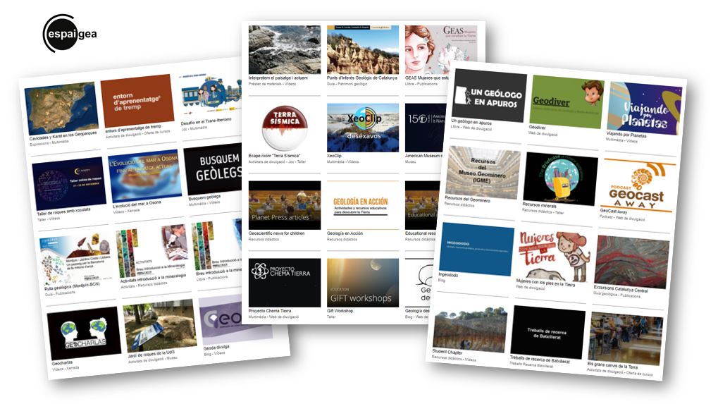 En <a href="/espaigea/">espaigea</a> encontrarás todo tipo de publicaciones y recursos relacionados con la divulgación de la geología y de las ciencias afines: libros, revistas, blogs, webs, podcasts, artículos de divulgación científica, proyectos educativos y mucho más 👉espaigea.cat/recursos/