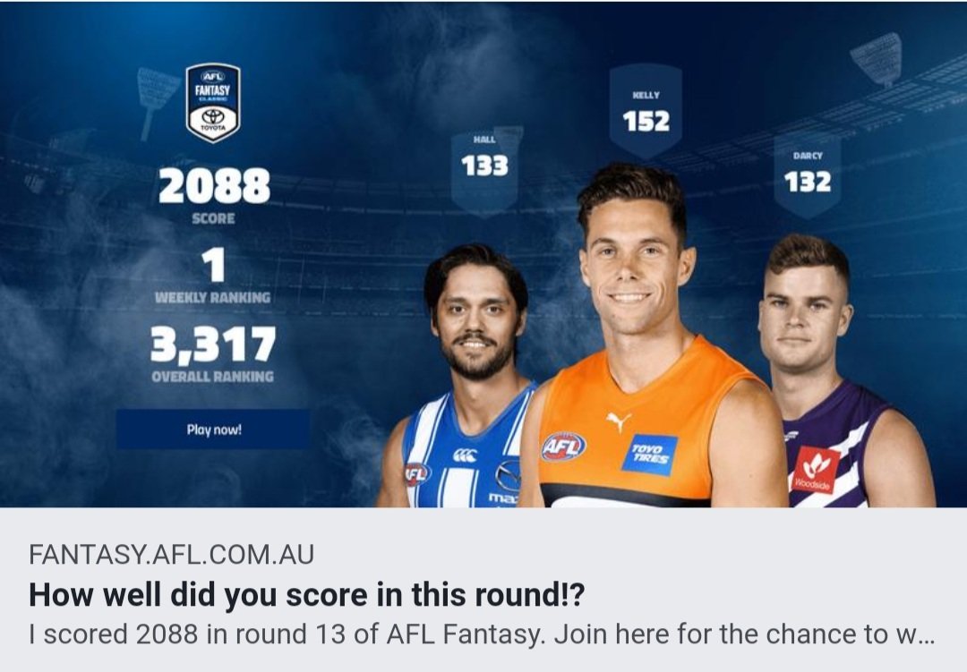 Thanks #AFLFantasy - already received the weekly winner prize! 
Soaking it up now cause R14 won't be so pretty!
<a href="/AFLFantasy/">AFL Fantasy</a>
