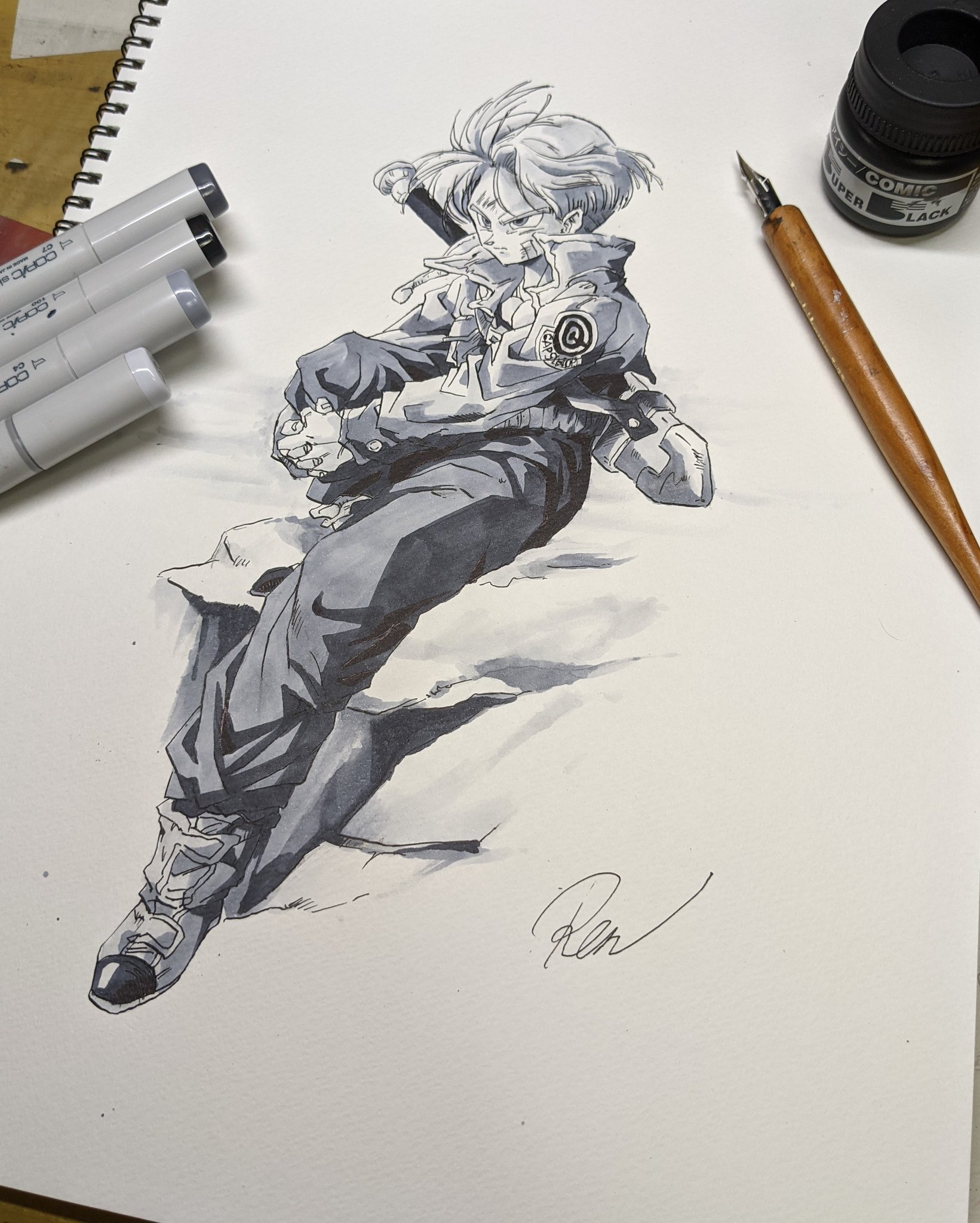 Ren Pa Twitter 最近の絵はgペン コピックのc1 C4 C7 100を使って描いてます Gペンはボールより雰囲気がでてカッコよくかける イラスト好きな人と繋がりたい 絵描きさんと繋がりたい イラスト ドラゴンボール T Co Vb9yg6txvm Twitter