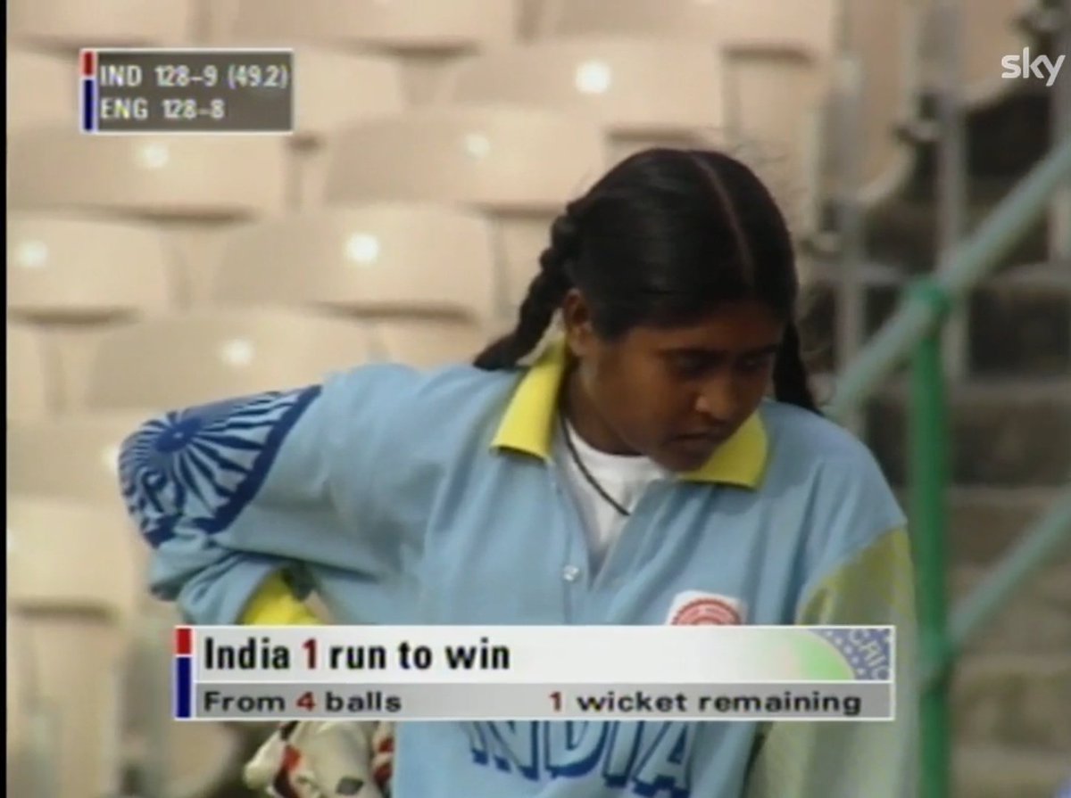 outof22yards's tweet photo. Some stills from the Sky Sports' coverage of India vs Eng series 1999.

1. Neetu David on strike with India on the brink of a win.

2. A Young Anjum Chopra animated with nervous excitement.

3. An ecstatic Jyoti Ji calling the WCAI president after the win. https://t.co/j8h1cCOYM0