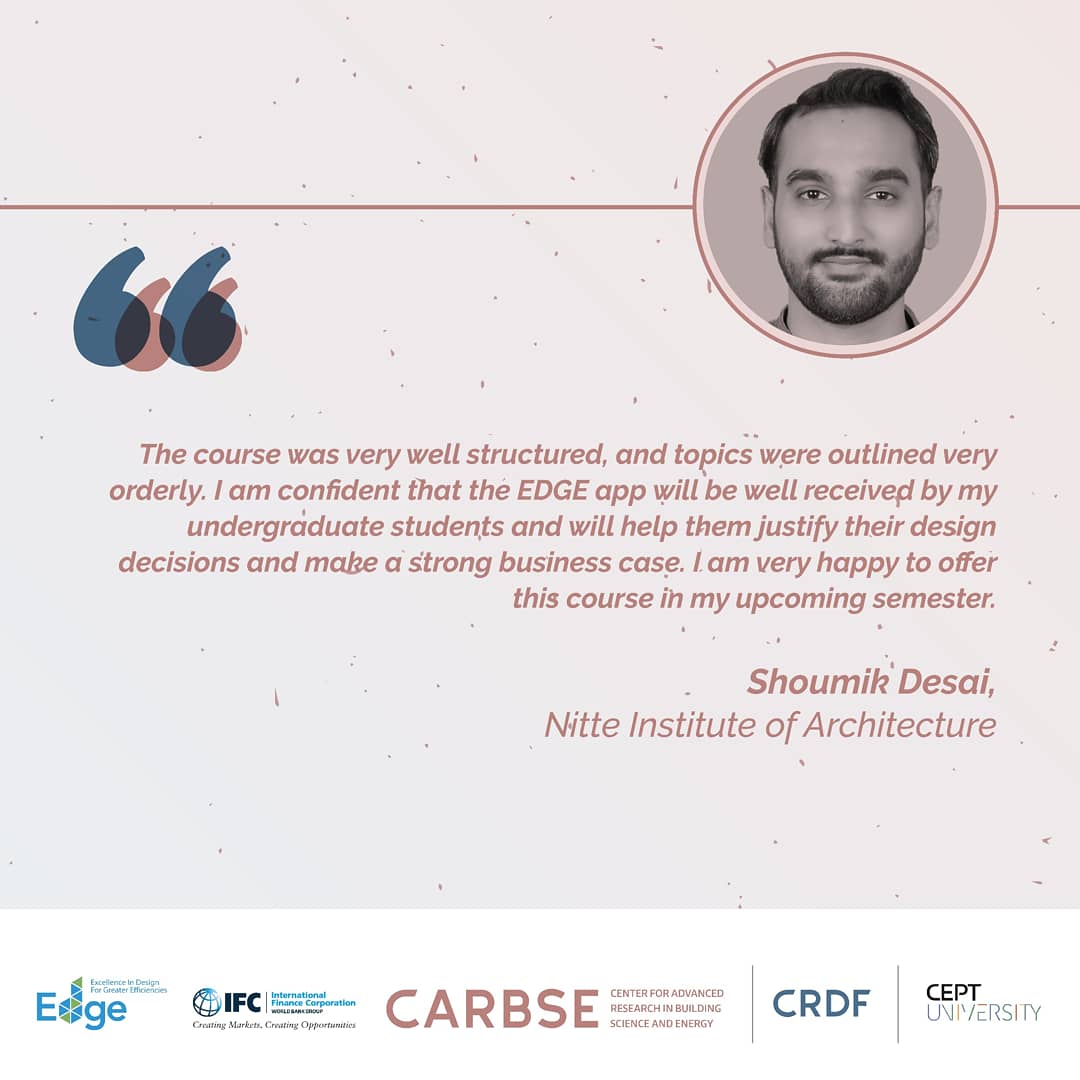 <a href="/IFC_org/">IFC</a> and the Center for Advanced Research in Building Science and Energy, CRDF have concluded the ToT program for faculties to deliver Designing for Greater Efficiency (DfGE) course. The course promotes knowledge about Green Building. Here are the testimonials of the teachers