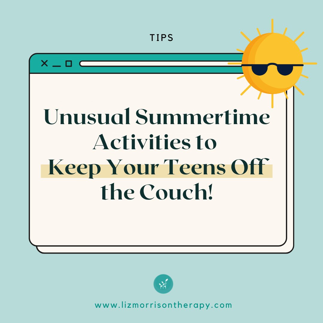 LizMorrisonLCSW's tweet image. Here are 5 unusual activities that can keep your teens off the couch this summer. The whole family can enjoy some of these activities.