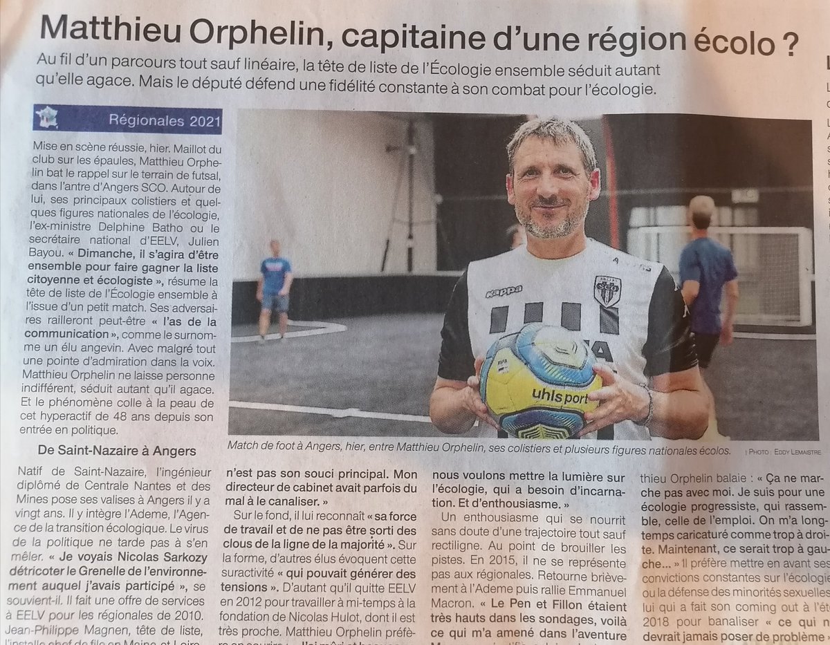 Rappeler quand même que cet élu s est faire connaître par @enmarchefr . Surfe sur la vague écolo en mangeant à tous les râteliers . Les postures et actions de communication n y changeront rien . C est homme n apportera rien à la région <a href="/paysdelaloire/">Pays de la Loire</a> et encore moins à <a href="/lamayenne/">La Mayenne, le Département</a>