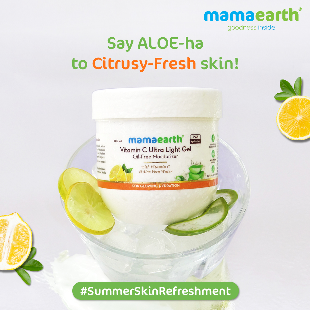 mamaearthindia's tweet photo. Give your skin the ultimate #SummerSkinRefreshment with Vitamin C and Aloe Vera hydration.πΈ
Lightweight and non-sticky #Mamaearth Vitamin C Ultra Light Gel Oil-Free Moisturizer gives your skin rejuvenating hydration to keep it supple! π¦π
Shop here: https://t.co/DC64zbKo0u https://t.co/2uMXm4vbWq