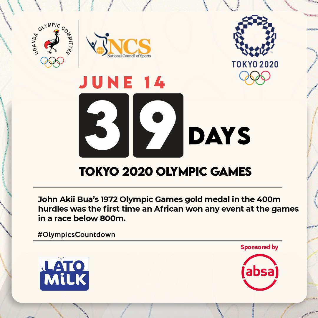 NOC UGANDA | CGA UGANDA (@official_uoc) on Twitter photo John Akii Bua's 1972 Olympic Games Gold medal was the first time an African won any event at the games in a race below 800m
Today marks 39 days to <a href="/Tokyo2020/">#Tokyo2020</a>
#Tokyo2020
#OlympicsCountdown
#TeamUgandaForOlympics John Akii Bua's 1972 Olympic Games Gold medal was the first time an African won any event at the games in a race below 800m
Today marks 39 days to <a href="/Tokyo2020/">#Tokyo2020</a>
#Tokyo2020
#OlympicsCountdown
#TeamUgandaForOlympics