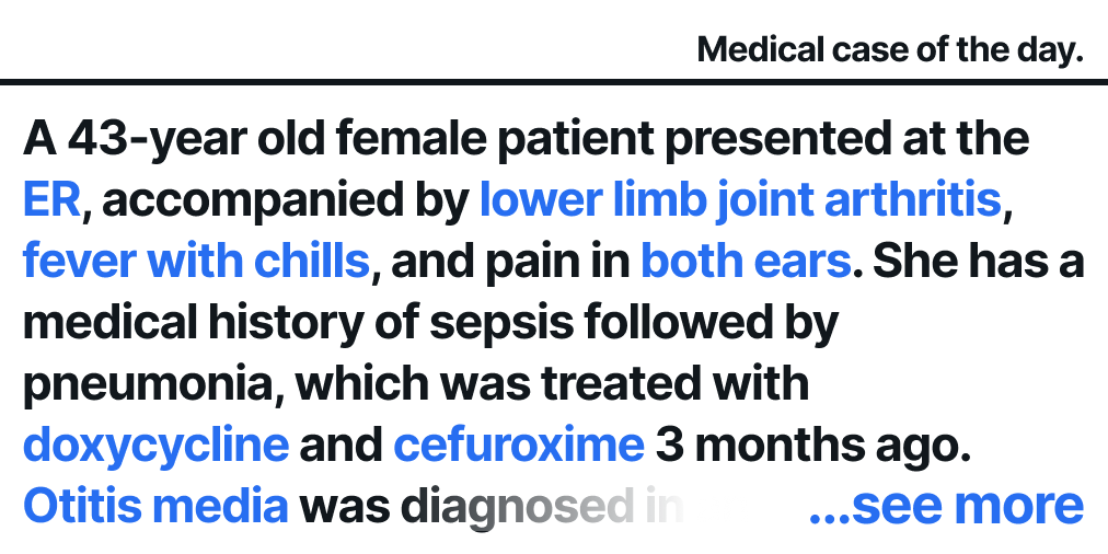 lepius_io's tweet photo. Fast and accurate diagnosis of rare disease?
Try Lepius for free! https://t.co/STuwnEgOlp

#lepius #hospital #doctor #clinical #medical #medicaldoctor #medicalstudent #pulmonology #medicaldoctors #immunology #neurology #dermatology #emergencymedicine #raredisease #diagnosis https://t.co/6QDom4cRe4