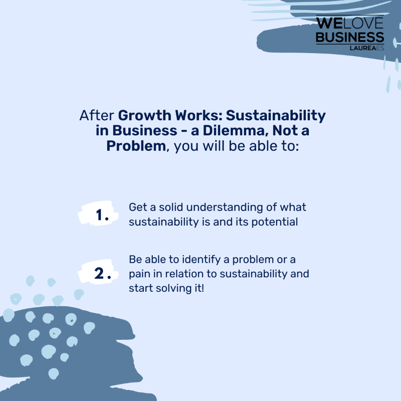 LaureaES's tweet photo. It is time to demystify sustainability when it comes to its applications in business 🌱
Join us this Wednesday 16.6 with Tina Karme from Sustory
#globalgoals #sustainabledevelopment #growthworks #growthworkshop #growth