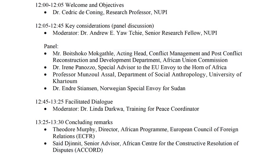 What role for African &amp; European multilateral cooperation in #Sudan’s peace process? Join us today 1200-1330 CET <a href="/ACCORD_online/">ACCORD</a> <a href="/ecfr/">ECFR</a> &amp; <a href="/nupinytt/">NUPI</a> with <a href="/Munzoul/">Munzoul Assal</a> (uKhartoum) <a href="/Endre_Stiansen/">Endre Stiansen</a> (<a href="/NorwayMFA/">Norway MFA</a>) Irene Panozzo (EU) &amp; <a href="/BoitshokoMokga5/">Boitshoko Mokgatlhe</a> (AU) Register: bit.ly/3gvJFjT