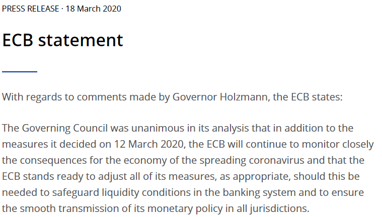 fwred's tweet photo. Who's going to tell him? @ecb
*HOLZMANN: ECB MUST BE VIGILANT ON INFLATION, ACT IF NEEDED
*HOLZMANN: ECB IN `DANGEROUS ZONE' AS INFLATION CONCERNS RISE https://t.co/cJUFFflCGh