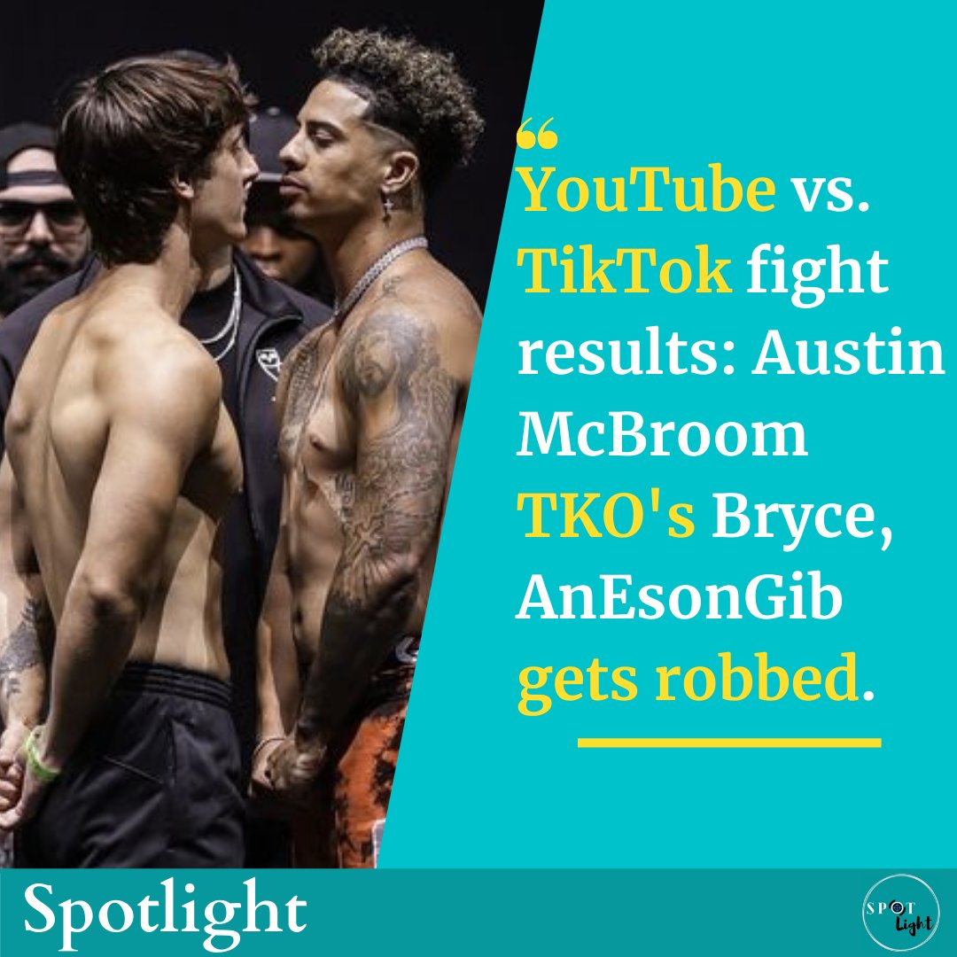 WeeklySpotlight's tweet image. Youtube vs. Tik Tok fight result: Austin McBroom TKO&apos;s Bryce and AnEsonGib gets robbed.