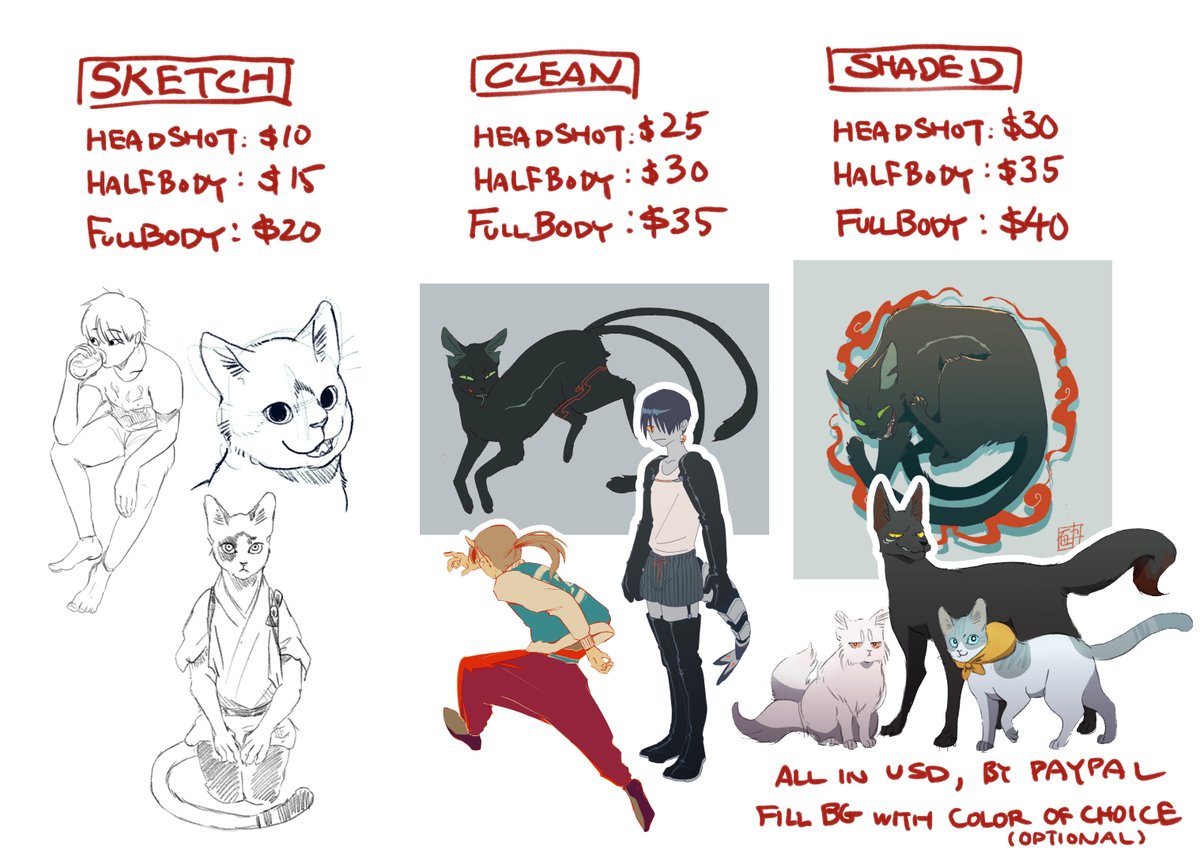 Commissions are open again!! #commissionsopen 
Feel free to ask questions, DM me to claim a slot! I won't be limiting my slots yet, but i will reply below when I do. Check media tab for more recent art, these are kinda old! 