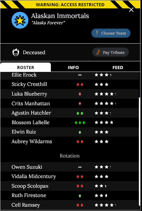 #BLASEBALLUPDATE:

The Hall of Flame has a new section for Teams. Meet the Alaskan Immortals.