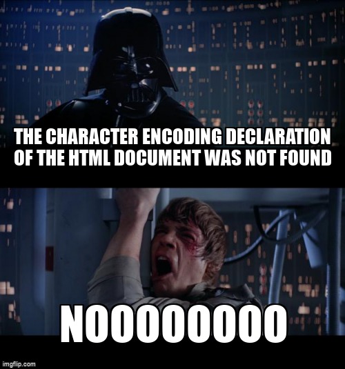 overflow_meme's tweet image. The character encoding declaration of the HTML document was not found stackoverflow.com/questions/2487… #javascript #html #characterencoding #utf8 #meta