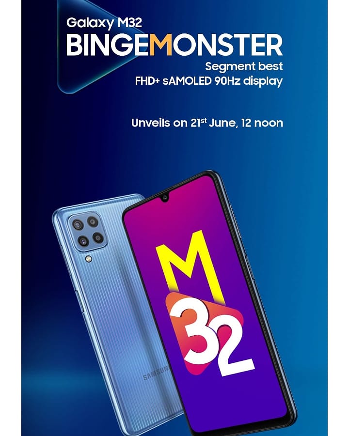TechTalksByAmit's tweet photo. Indeed,Samsung Galaxy M32 is launching in India on 21st June.😍😍
#bingemonster #samsungindia
#samsungm32 https://t.co/QEqQQheIEW