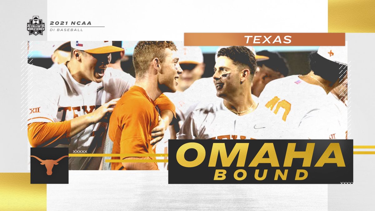 NCAABaseball's tweet photo. LONGHORNS ➡️ OMAHA 🤘

@TexasBaseball will advance to the #CWS for the 3️⃣7️⃣th time in program history‼ https://t.co/VJmBhouTmV
