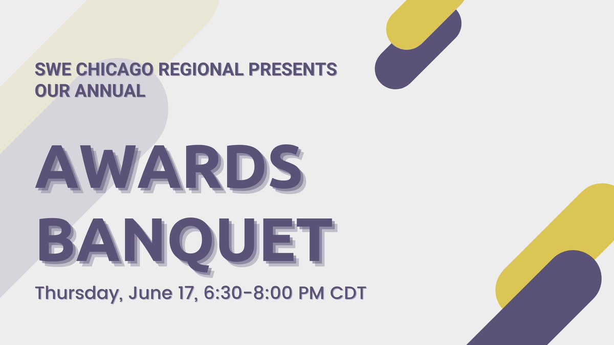 SWE CRS annual Awards Banquet on 6/17, 6:30-8pm CT. Our keynote speaker will be Najwa Abouhassan, Key Manager Distribution Standards with ComEd, “Embracing Change: Advantages of Leaving Home for the Unknown." Free registration to all &amp; raffle prizes available!