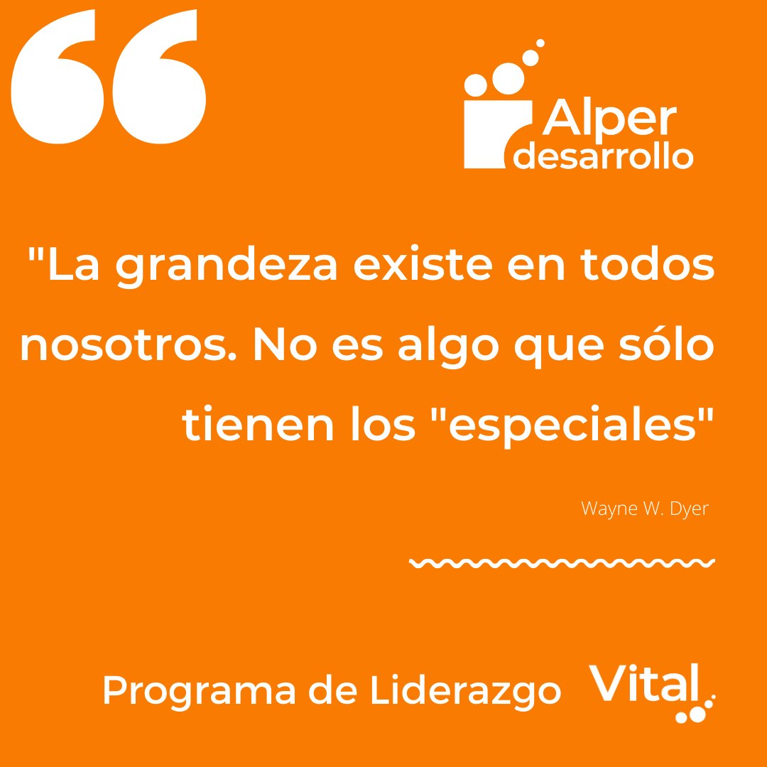 "La grandeza existe en todos nosotros. No es algo que sólo tienen los "especiales"
Wayne W. Dyer
¿Qué os parece esta reflexión?

.
.
#grandeza #liderazgo #vital #desarrollo #talento #coaching