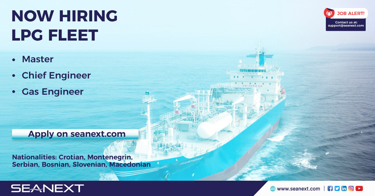 Urgent openings.

#Seanext #SeanextRecruitment #Seafarer #Seaman #shippingindustry #maritime #LPGCarrier #maritimeindustry #marinejobs #maritimetraining #maritimenews #JobsAtSea #Vessel