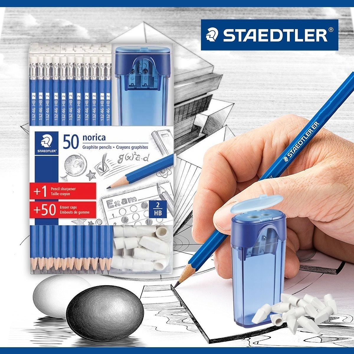 Cs Stationery Staedtler 鉛筆套裝 Staedtler 鉛筆套裝包括 50枝hb鉛筆 50個擦膠頭 套上筆頭 Staedtler 鉛筆刨1個staedtler 鉛筆套裝 特價 105 到期日 9月中