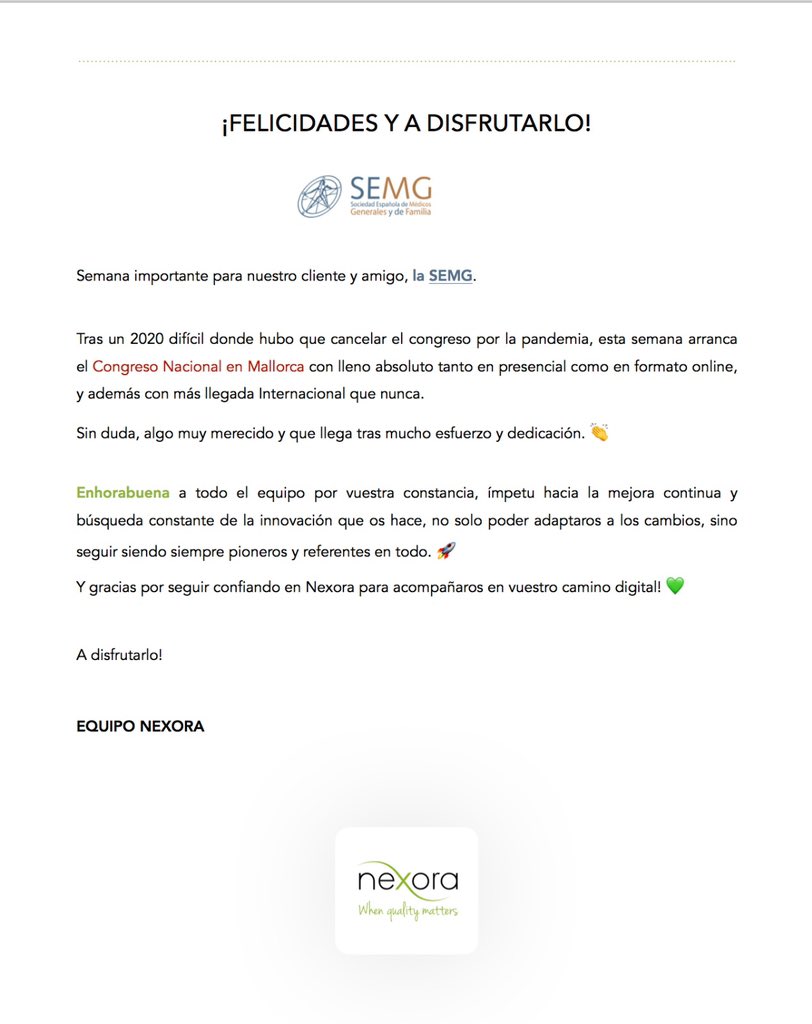 ✌️ CONGRESO <a href="/SEMG_ES/">SEMG 🩺 #OrgullososDeEstarALaCabecera👩‍⚕️👨‍⚕️</a> ✌️

💚 ¡FELICIDADES y a disfrutar! 💚