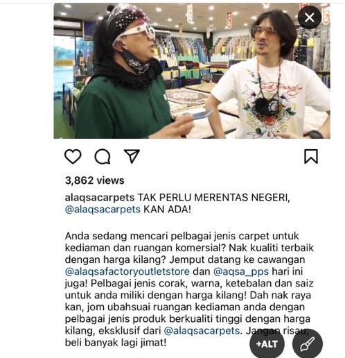 shafizanals's tweet photo. Dia pun beli carpet. Kuikuikui. Opsss salah, kedai ni sponsor carpet. Mask mmg gantung je ke??? 🤣 icon sop @PDRMsia ke ni? Nnti dia ckp video rakaman beforeeeee covid. K bye #azwanali https://t.co/hqi8nuEvYk
