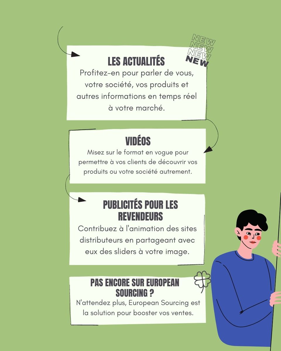 ES__Group's tweet image. 😎 Vous êtes fournisseur partenaire d' #EuropeanSourcing ?

Aujourd'hui, on fait un point sur les possibilités que notre solution vous offre avec cette infographie destinée à vous faire gagner du temps et aller plus loin dans votre prospection.
 swll.to/RG6kF3g